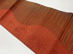 花葉に横縞模様織出し名古屋帯